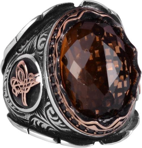 925 Ayar Gümüş Yüzük, Dumanlı Kuvars Taşı Yüzük - Farklı ve Çeşitli Koleksiyon