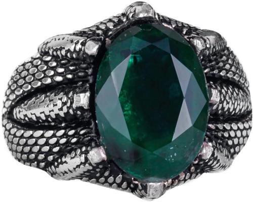 Sterling Gümüş Pençe Yüzük, Yeşil Paraiba Yapay Taşı ile - El Yapımı Yüzük, Oğlak Burcu için Odaklanma ve Başarı