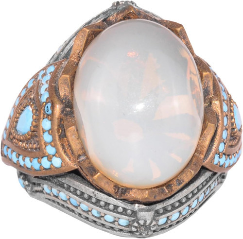 925 Ayar Gümüş Yüzük ile Gerçek Oval Opal Taşı - Dikkat Çekici Takı Parçası