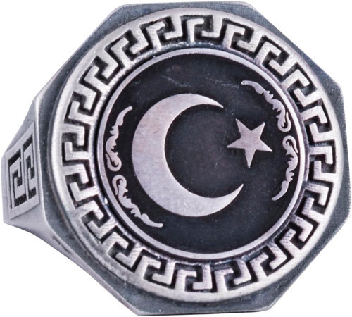 925 Ayar Gümüş Yüzük - Yunan Anahtar Desenli Erkek Yüzüğü - El Yapımı Yüzük