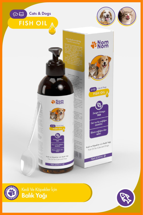 Kedi ve Köpek Fish Oil 200 ml – Deri, Tüy ve Eklem Sağlığını Destekleyici Omega-3 & 6 Balık Yağı