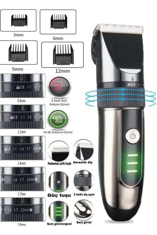 Erkekler Için Sakal Kırpma Profesyonel Saç Makası Usb Şarj Edilebilir Makine Saç Kesme Rdl-2075