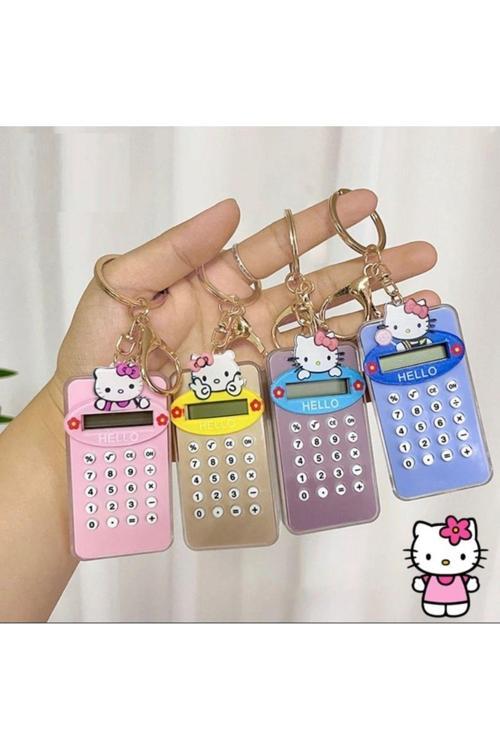 Merhaba Kitty Anahtarlık Kişiselleştirilmiş Hesap Makinasi Kadın Sırt Çantası Kolye Cüzdan Dekor