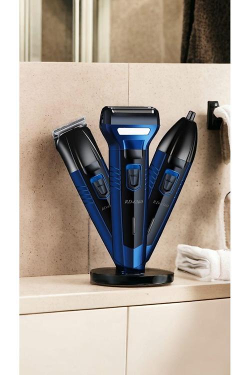 Yazılı Blue Turbo 3'Lü Set Saç Sakal Kesme Traş Makinesi Burun Kılı Alma 3 İn1 Pro Model Erkek Bakım