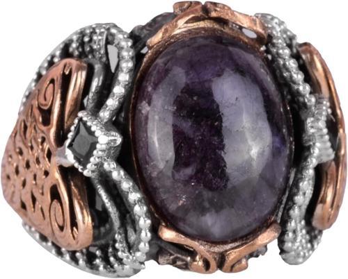 Doğal Cabochon Mavi Safir Taşı, 925K Sert Gümüş Erkek Yüzük, El Yapımı Şıklık