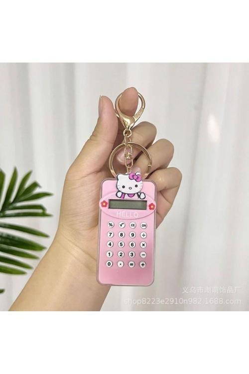 Merhaba Kitty Anahtarlık Kişiselleştirilmiş Hesap Makinasi Pembe