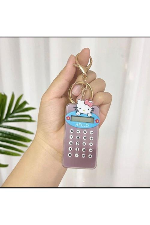 Merhaba Kitty Anahtarlık Kişiselleştirilmiş Hesap Makinasi Kahverengi