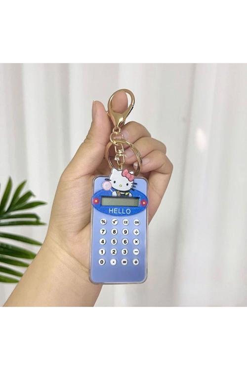 Merhaba Kitty Anahtarlık Kişiselleştirilmiş Hesap Makinasi Mavi