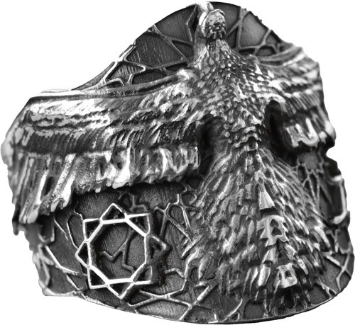 Erkekler için Ayarlanabilir Kanatlı Kartal Okçuluk Yüzüğü - 925 Ayar Gümüş