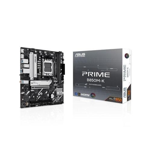 PRIME B850M-K AMD B850 AM5 DDR5 8200 DP HDMI Çift M2 USB3.2 AURA RGB 2.5Gbit LAN mATX 8+2+1 Güç Aşamaları, 1xGen5 M.2, Advanced AI PC-Ready