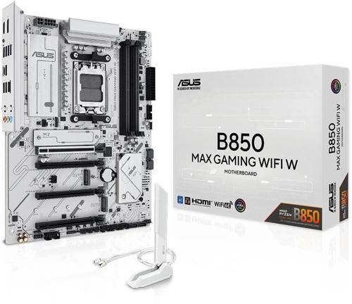 B850 MAX GAMING WIFI W AMD B850 AM5 DDR5 8000 DP HDMI 3x M2 USB3.2 WiFi 6E + BT AURA RGB 2.5Gbit LAN ATX 256GB’a kadar ram desteği, 8+2+1 Güç Aşa