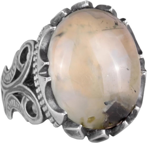 925 Ayar Gümüş Erkek Yüzük - Doğal Taş Seçeneği ile El Yapımı Tasarım (Prehnite Jade)