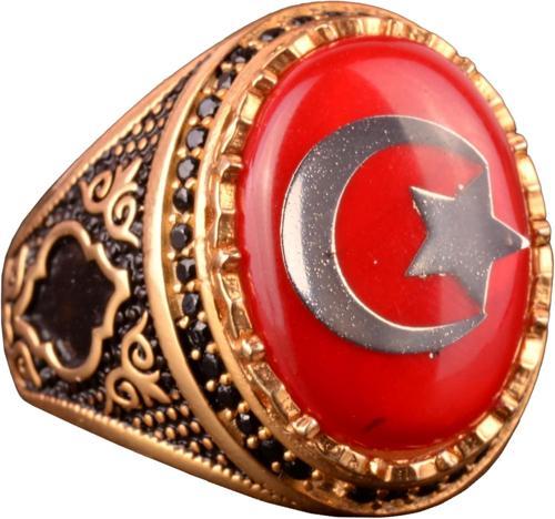925 Ayar Gümüş Yüzük - Sembol Yüzükler - Erkek Yüzükleri (Yıldız ve Hilal)