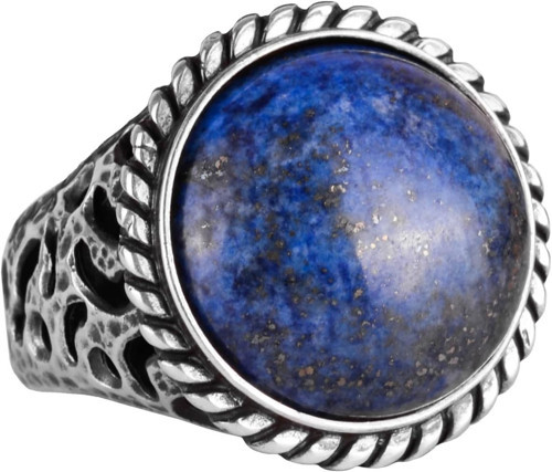 Gerçek Doğal Taş Yüzük - 925 Ayar Katı Gümüş Erkek Yüzüğü Lapis Lazuli ile