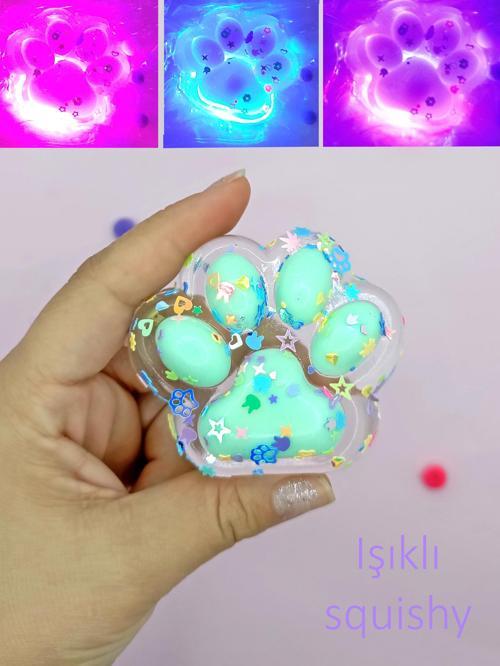Işıklı Şeffaf Pati Squishy Taba Sukuşi Pullu Yumuşacık 6 cm Pati Sukuşi - Yeşil