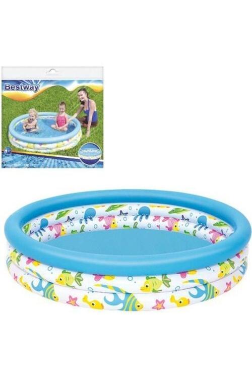 51008 Bestway Çocuk Havuzu 3 Bölmeli Balık Desenli 102 X 25 Cm