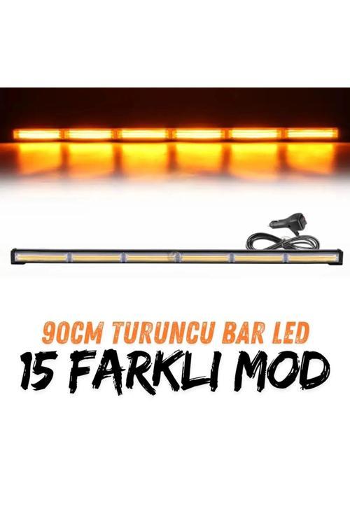 Turuncu Tepe Çakar Bar Led 90Cm 12-24V Off Road Çekici Traktör İkaz Lambası Çakar 17 Modlu