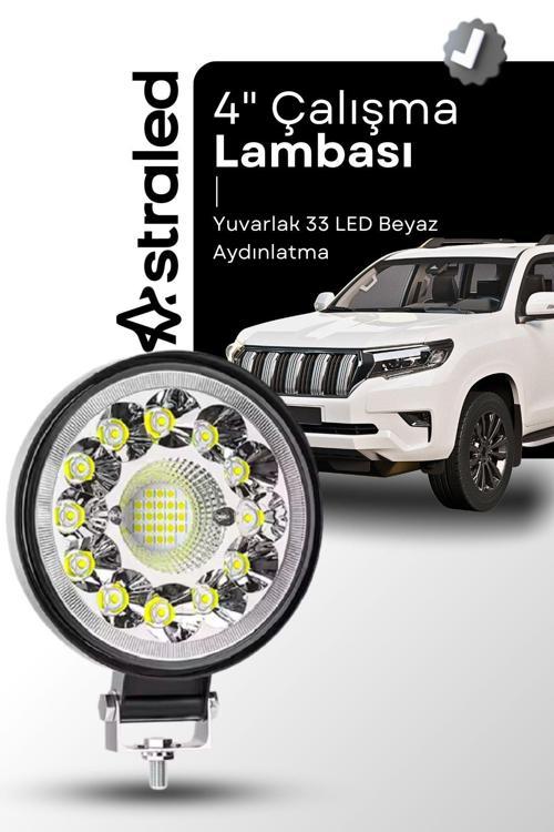 33Led 12-24 Volt Yuvarlak Spot Far Oto Çalışma Lambası Atv Kamyon Tır Traktör Offroad