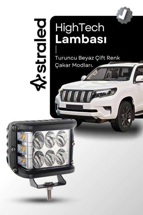 Hightech 12 Led Turuncu Beyaz 45W 10Cm Kare Sis Farı Led Lamba Atv Offroad Motosiklet Sis Farı