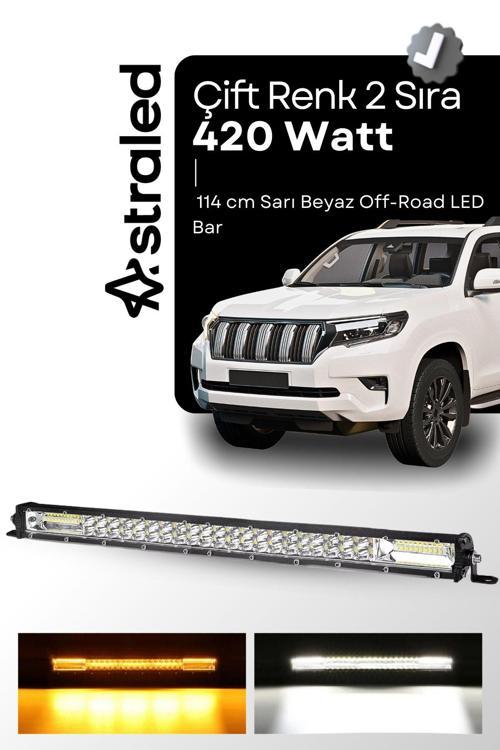 420Watt Çift Renk Sarı Beyaz 114 Cm 2 Sıra Offroad Led Bar Atv