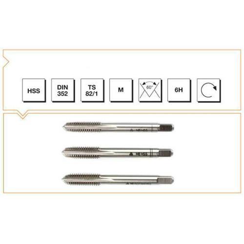 Makina Takım M8 HSS DIN 352 Metrik Normal Vidalı 3lü Takım Kılavuzu - MTE B00100040800
