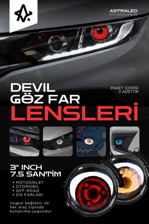 Otomobil Motosiklet Far Lensi Animasyonlu Göz Hareketli Wifi 3 Inch Ambiyans Aydınlatma 2 Adet