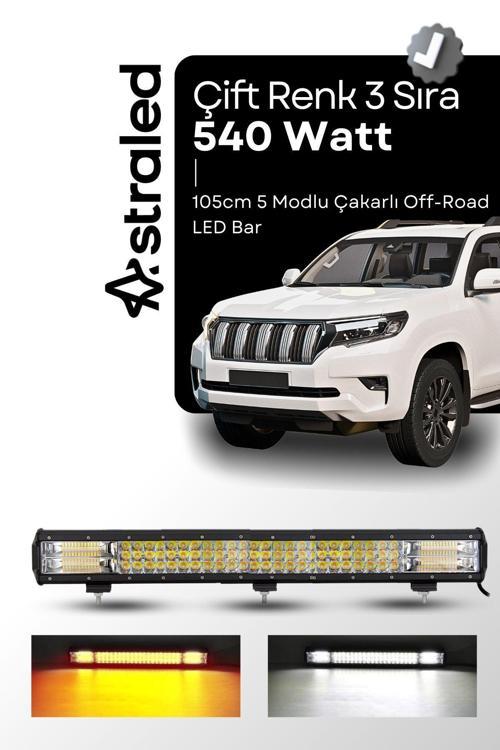 540Watt 105 Cm 5 Modlu Çift Renk 3 Sıra Atv Offroad Tekne Aydınlatma Led Bar Lamba