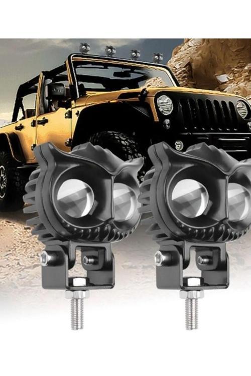 Baykuş Led Sis Farı Çakarlı 4 Fonksiyon Çift Renk Sarı-Beyaz Moto-Offroad-Suv-İş Makinesi 1 Adet