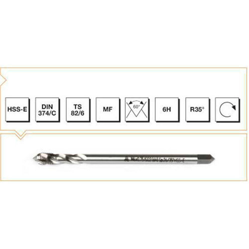 Makina Takım M10X1 HSS-E DIN 374/C Metrik İnce Vidalı Helis Kanallı Makina Kılavuzu - MTE B00105790336