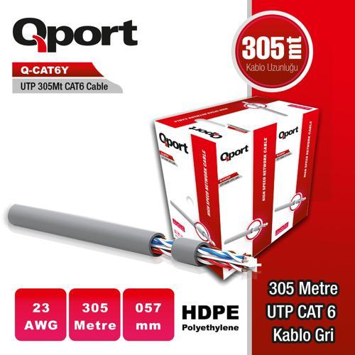 Q-CAT6Y 305 METRE 23AWG GRI CAT6 UTP PE KABLO