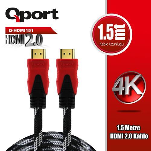 Q-HDMI151 1.5 METRE 2.0V 4K  ALTIN UÇLU ÖRGÜLÜ KABLO