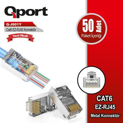 Q-J601Y CAT6 50 LİK PAKET EZ-RJ45 METAL YENİ NESİL KONNEKTÖR