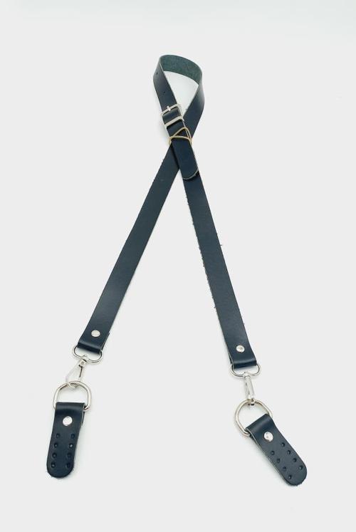 Gerçek Deri Ayarlı Uzun Sap 2.3X130 Siyah Gümüş Metalli