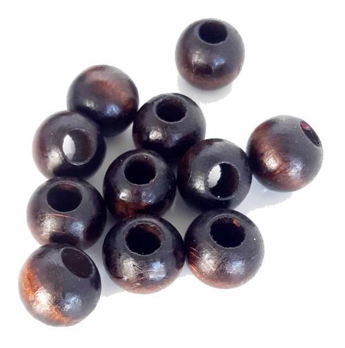 22 Mm 10 Adet Ahşap Yuvarlak Boncuk Koyu Renk