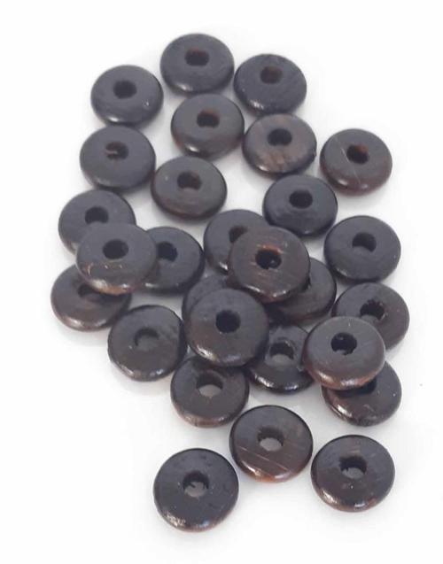 15 Mm 10 Adet Koyu Renk Ahşap Yassı Boncuk