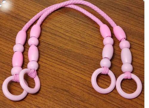 Pembe Renk Derili Boncuklu Sap
