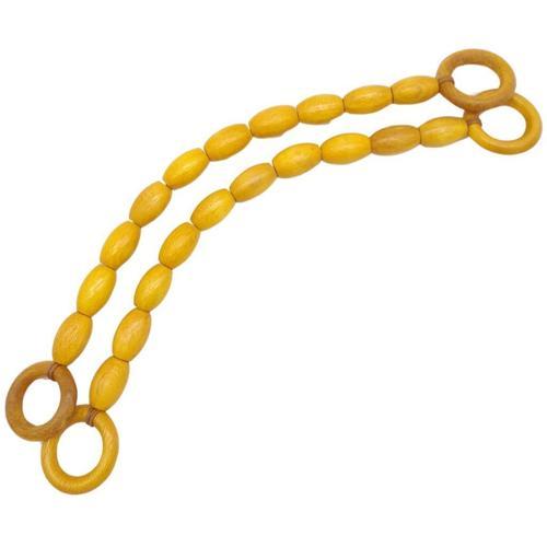 20 mm Oval Ahşap Boncuklu 40 cm Sarı Renk Çanta Sapı