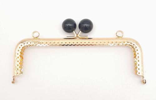 16.5 cm Siyah Toplu Çanta Klipsi Çanta Bursu Light Gold Metal