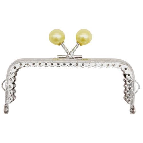 10.5 cm Gümüş Metal Sarı Toplu Dikdörtgen Cüzdan Klipsi Çanta Bursu Model 2