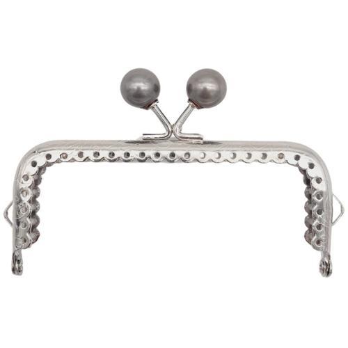 10.5 cm Gümüş Metal Gri Toplu Dikdörtgen Cüzdan Klipsi Çanta Bursu Model 2