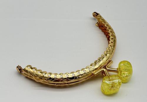10 cm Light Gold Oval Cüzdan Çanta Klipsi Bursu Sarı