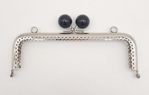 16.5 cm Siyah Toplu Çanta Klipsi Çanta Bursu Gümüş Metal