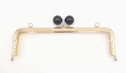 20.5 cm Siyah Toplu Çanta Klipsi Çanta Bursu Light Gold Metal