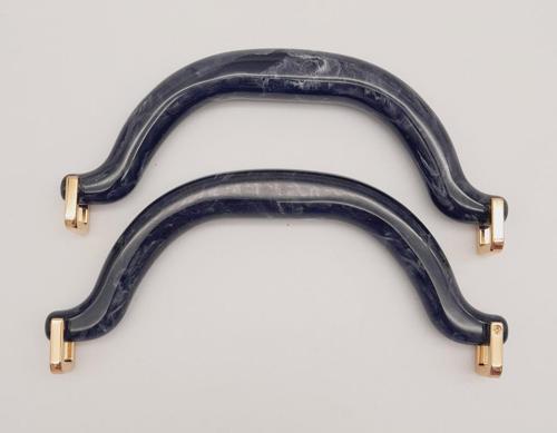 Akrilik Siyah Renk Mermer Desen Light Gold Halkalı Çanta Tutma Sapı