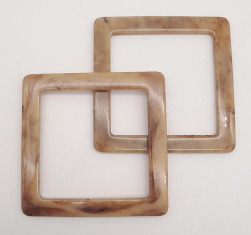 Kare Akrilik Vizon Renk Mermer Desen Çanta Sapı