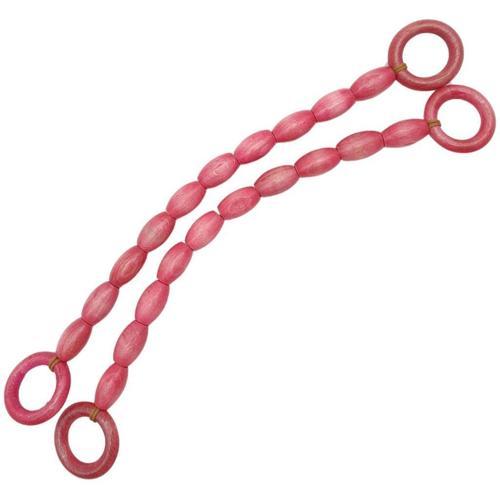 20 mm Oval Ahşap Boncuklu 40 cm Pembe Renk Çanta Sapı