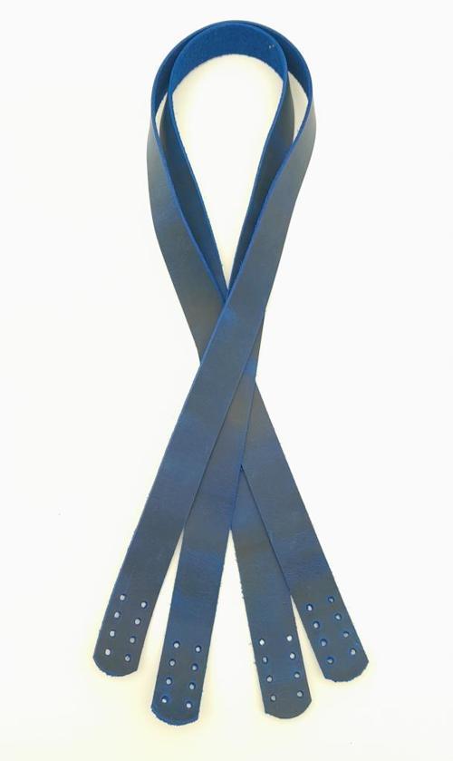 Gerçek Deri 70x2 cm Saks Mavi Crazy Oil Renk Çift Çanta Sapı