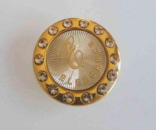Yuvarlak Taşlı Gold Plaka Süs