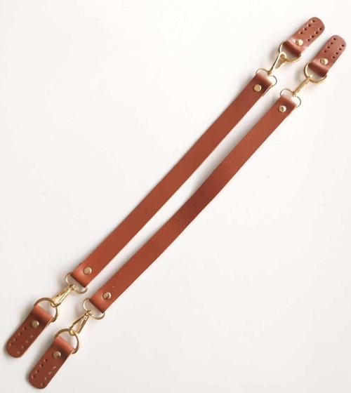 Gerçek Deri 55 Cm Misu Model Çift Sap Taba Gold Metal