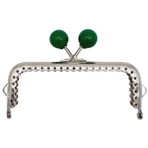 10.5 cm Gümüş Metal Yeşil Toplu Dikdörtgen Cüzdan Klipsi Çanta Bursu Model 2